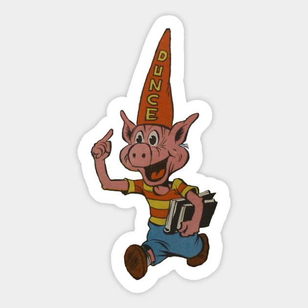 dunce pig cartoon vintage design Sticker by Captain-Jackson